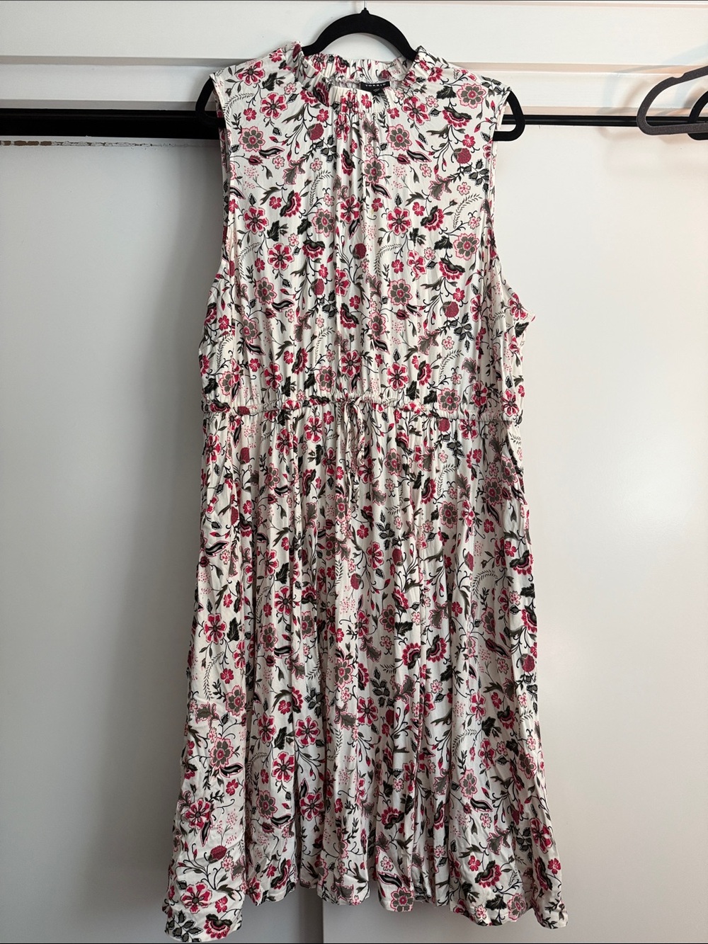 torrid White Midi Dress with Pink Floral and Green Leaf Print
